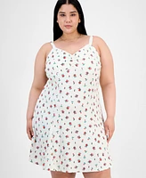 Absolutely Famous Trendy Plus Floral Pucker Fit & Flare Dress