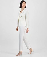 Anne Klein Womens Open Front Jacket Button Front Top Ankle Pants