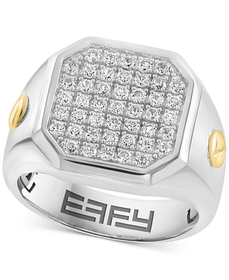 Effy Men's Diamond Cluster Ring (1-1/2 ct. t.w.) Ring in Sterling Silver & 14k Gold