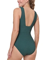 Andie Women's The Mykonos Deep-Plunge Textured Weave One Piece Swimsuit
