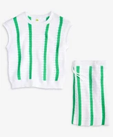 Epic Threads Big Girls Striped Crochet Knit Top Shorts Exclusively At Macys