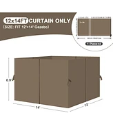 Aoodor 12' x 14' Gazebo Curtain Set Protecting Privacy Side Walls 4 Panels,Curtain Only