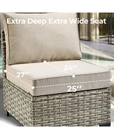 Xizzi Outdoor Patio Furniture Set,6 Pieces Rattan Sectional Set,Outside Coversation Set with Extra Deep Sofa Couch and Solar C