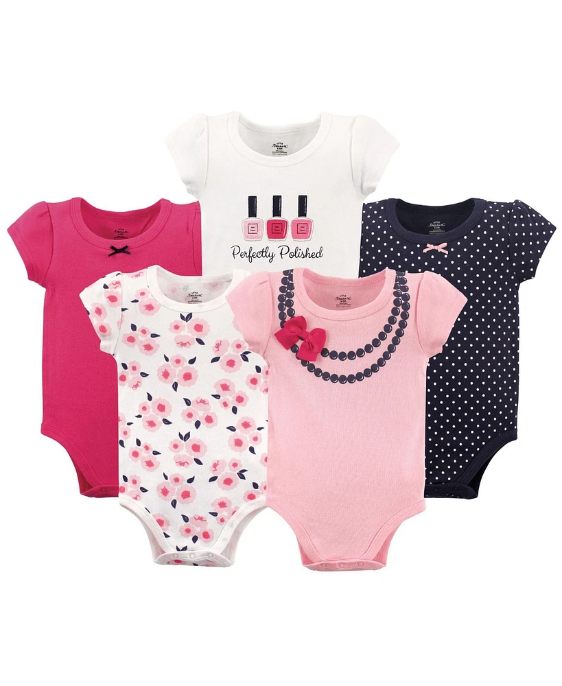 Little Treasure Big Girls Plus Cotton Bodysuits 5pk, Bow Necklace, 18-24 Months