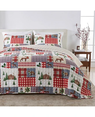 Festive Holiday Reversible Microfiber Quilt Set with Shams