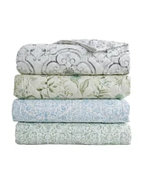 Linery & Co. Floral Printed Reversible Stitched Quilt Set with Shams