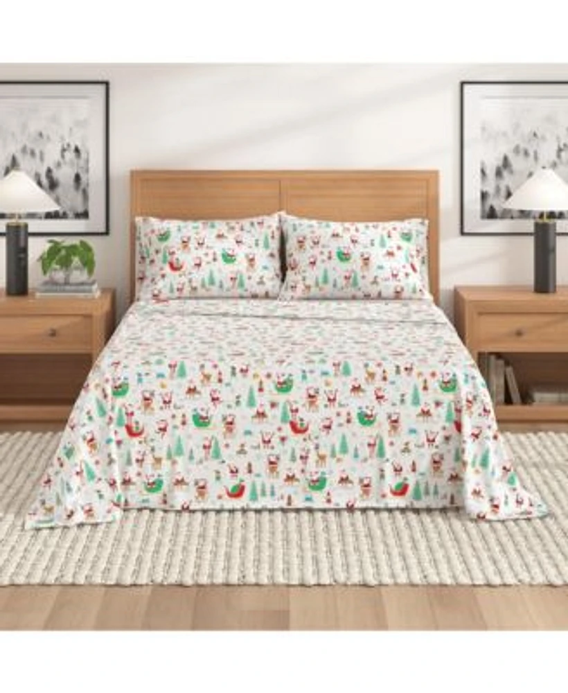 Linery Co. Christmas Turkish Cotton Double Brushed Flannel Bed Sheet Set