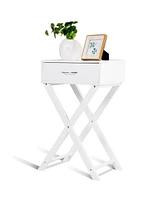 Design Sofa Side Table with X-Shape Drawer for Living Room Bedroom