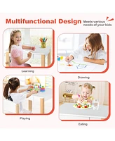 Kids Art Table and Chair Set with Drawer Paper Roll and 2 Markers