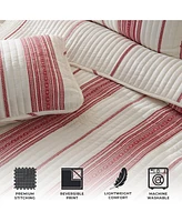 Linery & Co. Farmhouse Stripe Microfiber Quilt Set With Shams