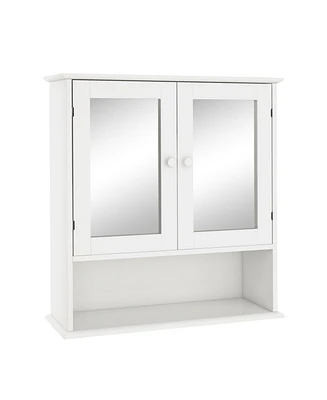 Bathroom Wall Cabinet with Doule Mirror Doors and Shelvs