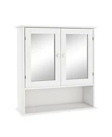 Bathroom Wall Cabinet with Doule Mirror Doors and Shelvs