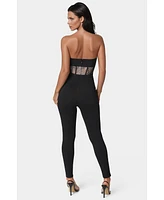 Bebe Women's Lace Corset Catsuit