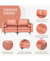Modern Loveseat Sofa with 2 Bolsters and Side Storage Pocket