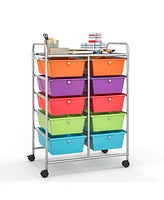 10-Drawer Rolling Storage Cart-Deep