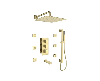 Casainc Wall Mounted Thermostatic Shower System With Body Jets Handheld