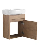 Soft Close Doors Bathroom Vanity With Sink,16 Inch For Small Bathroom
