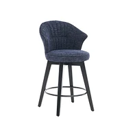 Set of 2 Swivel Bar Stools, Chenille Upholstered Counter Height Chairs with Wing-Back & Solid Wood Legs-The Pop Home