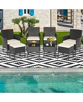 Gymax 8 Piece Patio Pe Rattan Sofa Set Outdoor Conversation Furniture Set w/ Ottoman Tables