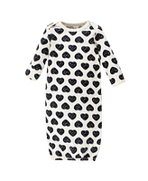 Touched by Nature Baby Girls Organic Cotton Long-Sleeve Gowns 3pk, Heart, 0-6 Months