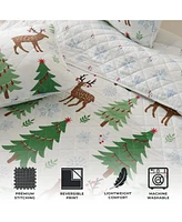 Linery & Co. Christmas Trees Microfiber Quilt Set With Shams