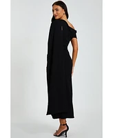 Quiz Women's Scuba Crepe Off the Shoulder Sash Maxi Dress