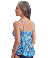 ShapeSolver by Mimi Flamingo Women's Bombay High Low Double Tier Tankini Swimsuit Top
