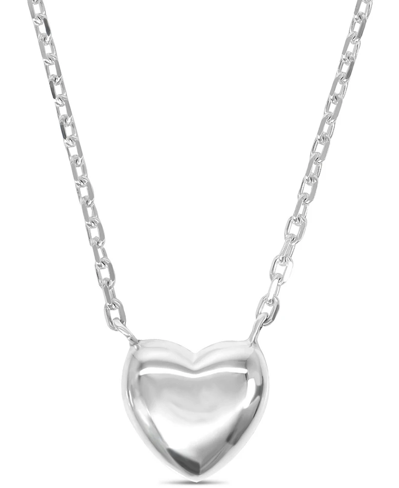 Devata Puffy Heart Chain Necklace, 16 in adj to 18 in