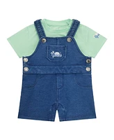Guess Baby Boys 2-Piece T-Shirt and Knit Denim Overall Set