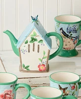 Certified International Flora 3-d Birdhouse Teapot