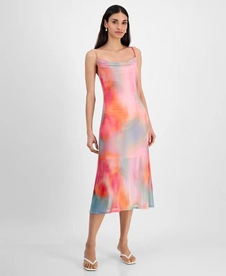Bar Iii Women's Printed Mesh Midi Slip Dress, Exclusively at Macy's