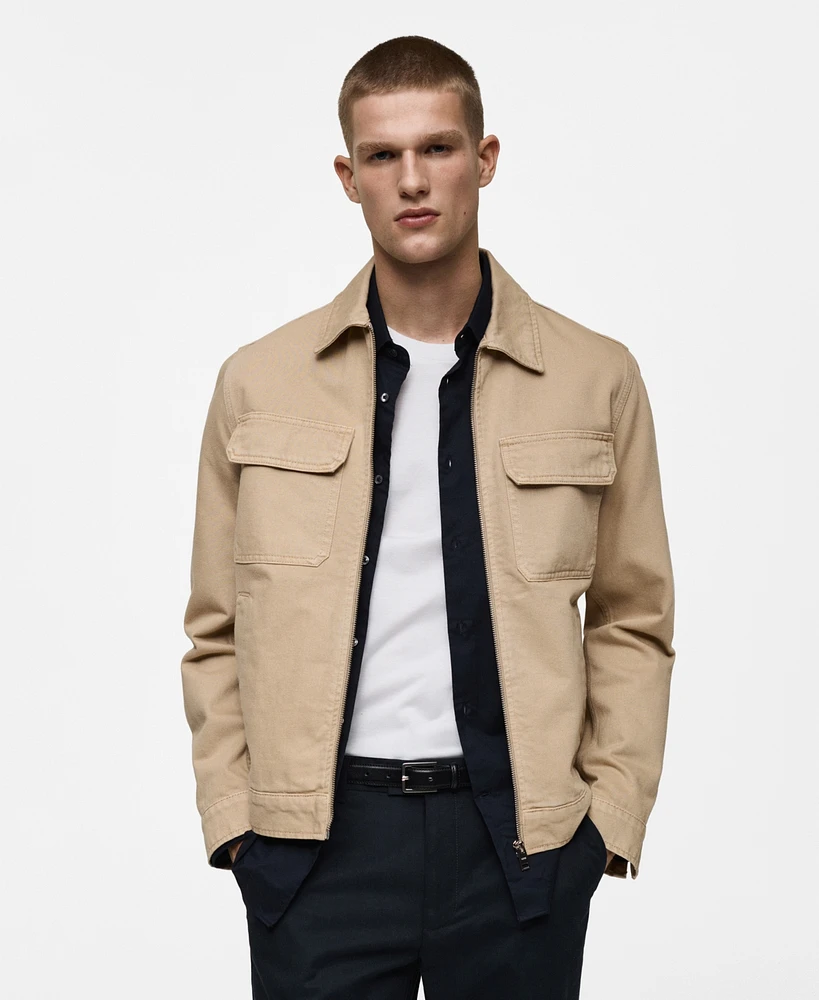 Mango Men's Pockets Detail Denim Jacket
