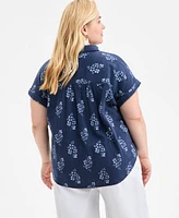 Style & Co Plus Size Printed Camp Shirt, Exclusively at Macy's