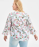Style & Co Plus Printed Pintuck Top