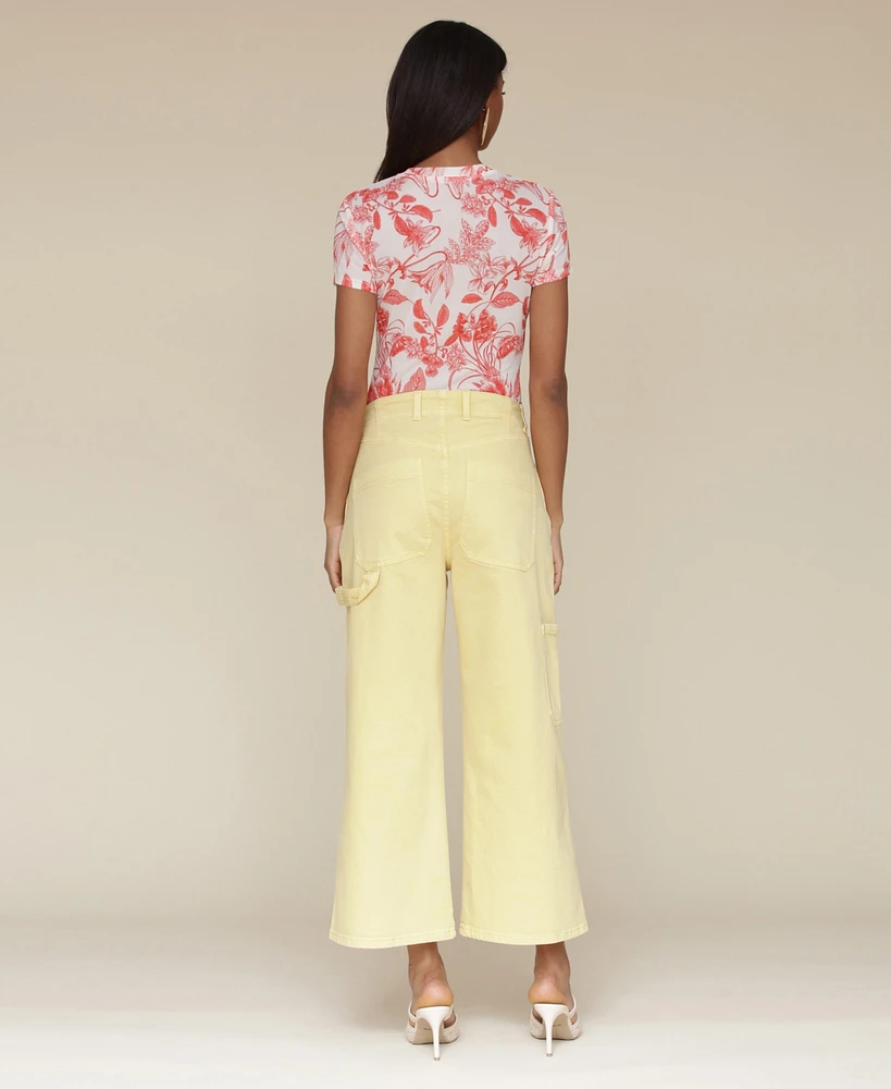 Avec Les Filles Women's High-Waist Cropped Carpenter Jeans