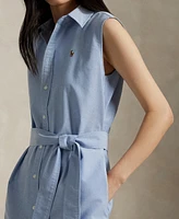 Polo Ralph Lauren Women's Belted Oxford Sleeveless Shirtdress
