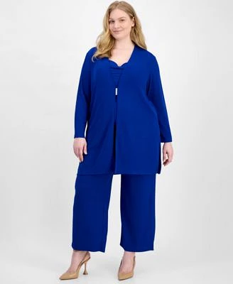 Anne Klein Plus Size Crepe Camisole Palazzo Pants Knit Cardigan Sweater