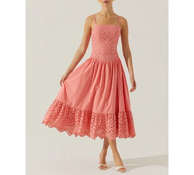 Astr the Label Women's Nathalia Cotton Eyelet Midi Dress