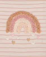 Kids Headquarters Toddler and Little Girls 2-Piece Ruffle Sleeve Striped Rainbow Top Gold Speckle Tulle Skort Set