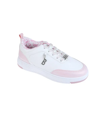 Bebe Little Girls Low Top Court with Shimmer Two Tone Piecing Sneakers