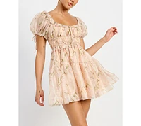 En Saison Women's Kimberly Shirred Mini Dress