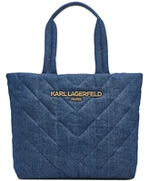 Karl Lagerfeld Paris Voyage Large Quilted Denim Tote Bag