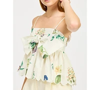 En Saison Women's Ashley Cotton Babydoll Peplum Top