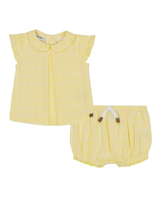 Calvin Klein Baby Girls 2-Piece Printed Gauze Flutter Sleeve Top and Bloomer Set