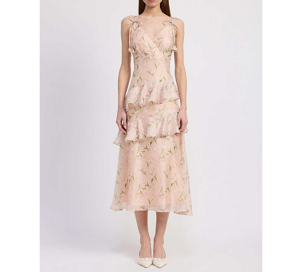 En Saison Women's Kimberly Ruffle Midi Dress