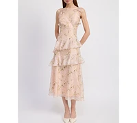 En Saison Women's Kimberly Ruffle Midi Dress
