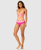 Anne Cole Women's Tie Dye Foulard Underwire Drape-Front Tankini Top