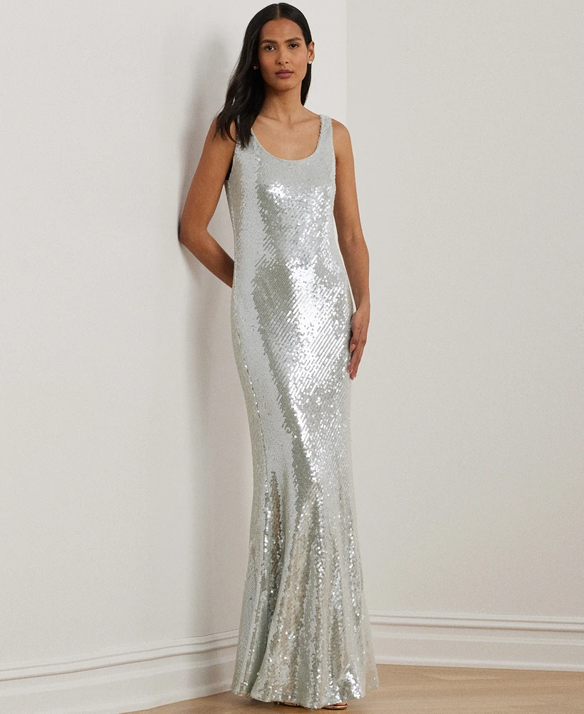 Lauren Ralph Women's Sequined Sleeveless Gown