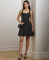 Lauren Ralph Women's Polka-Dot Belted Faille Cocktail Dress