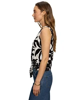 Sanctuary Women's Printed V-Neck Sleeveless Tie-Hem Tank Top